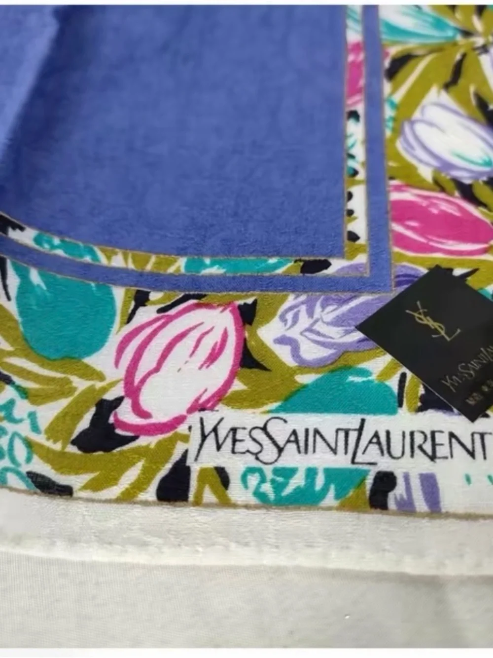 YSL Floral blue scarf